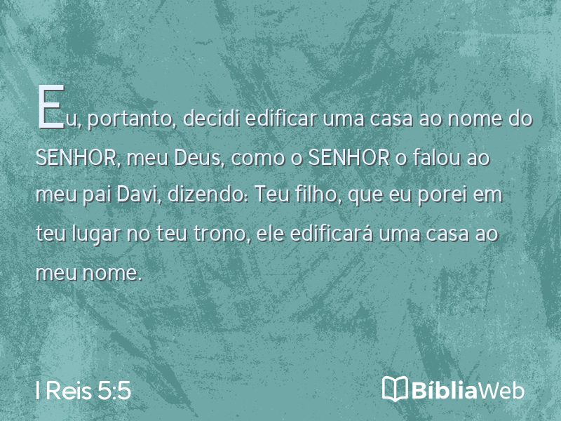I Reis 5:5 em imagem para compartilhar
