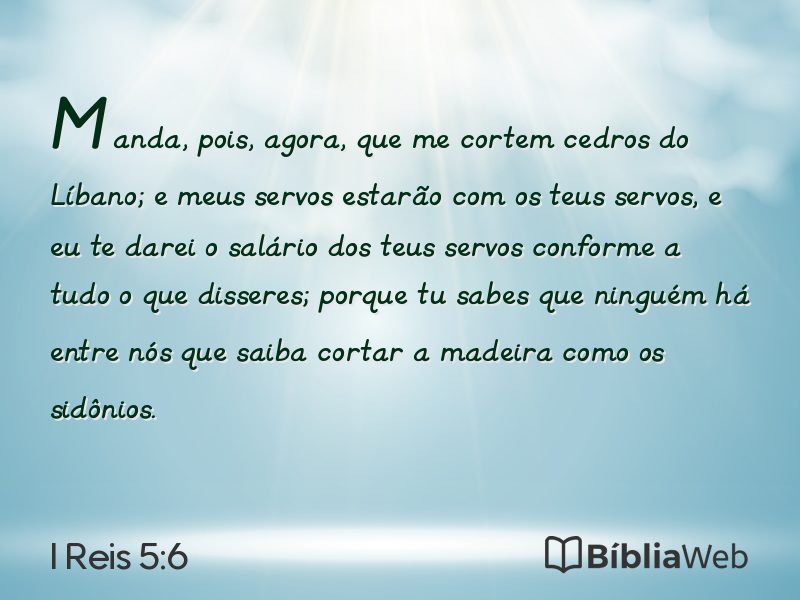 I Reis 5:6 em imagem para compartilhar