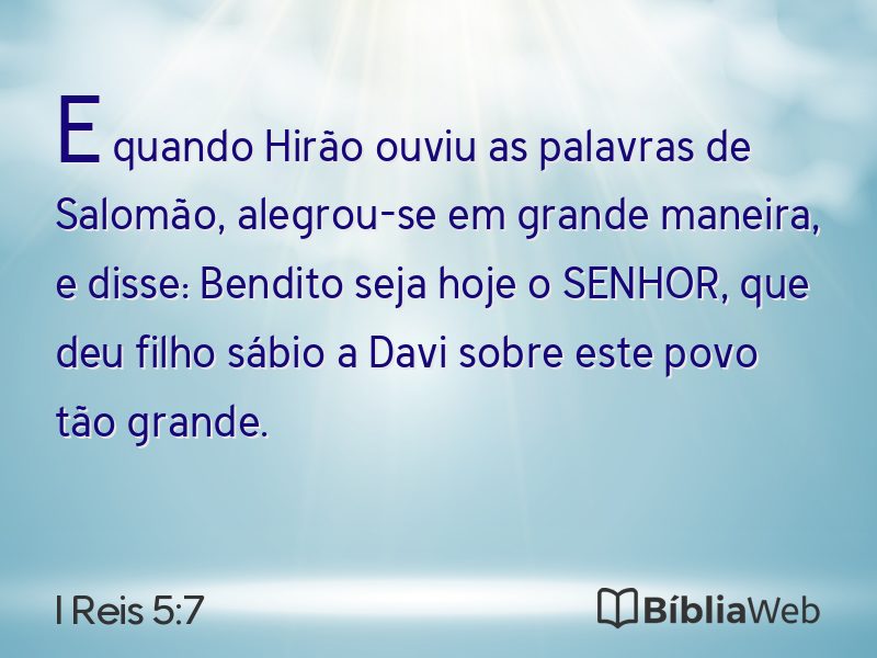 I Reis 5:7 em imagem para compartilhar