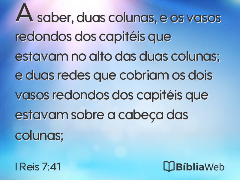 I Reis 7:41 em imagem para compartilhar