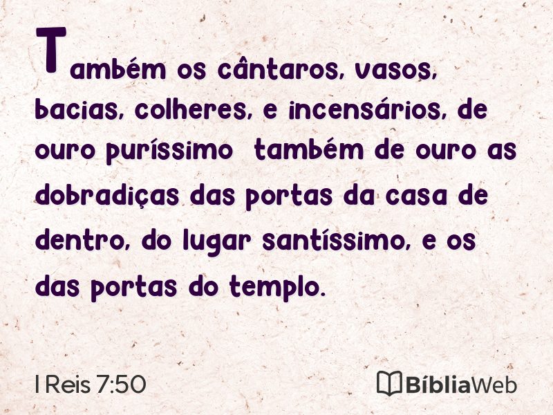 I Reis 7:50 em imagem para compartilhar