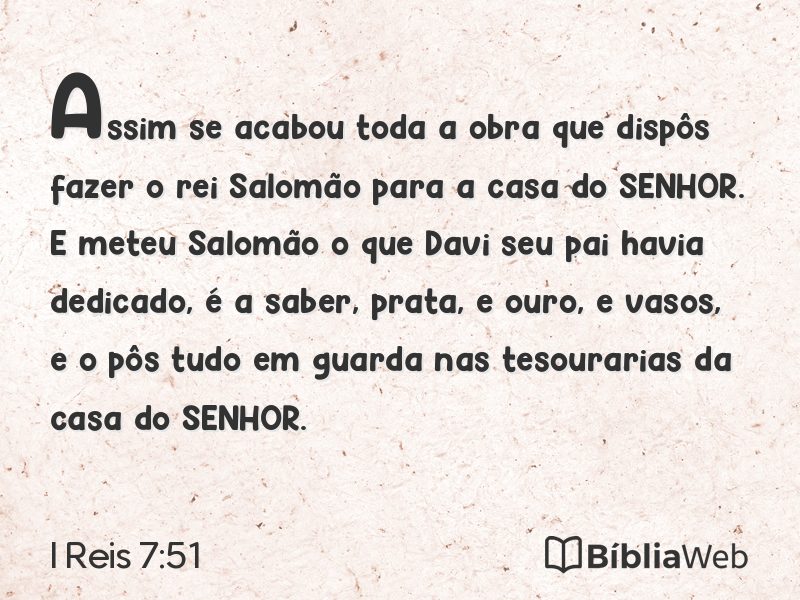 I Reis 7:51 em imagem para compartilhar
