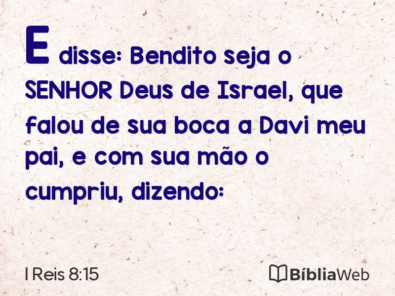 I Reis 8:15 em imagem para compartilhar