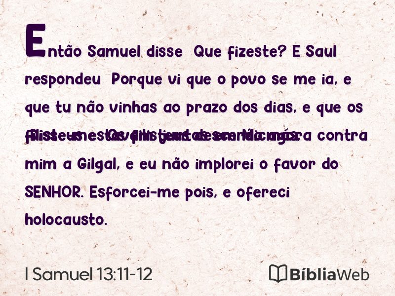 I Samuel 13:11-12 em imagem para compartilhar
