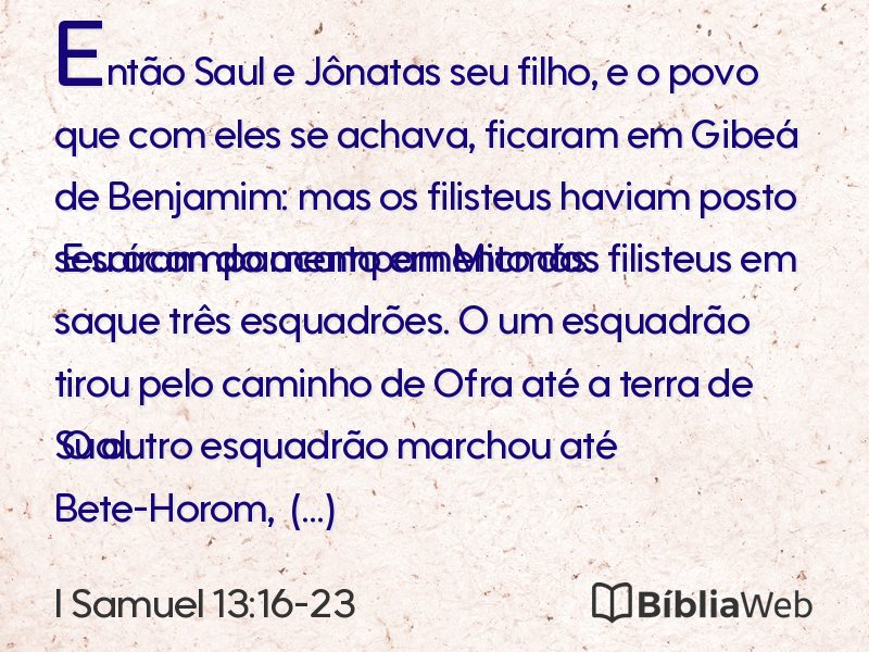 I Samuel 13:16-23 em imagem para compartilhar