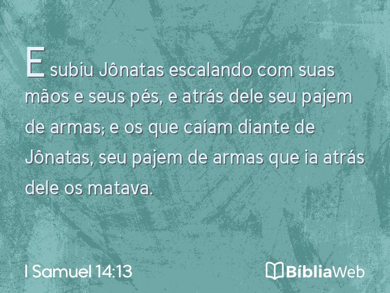 I Samuel 14:13 em imagem para compartilhar
