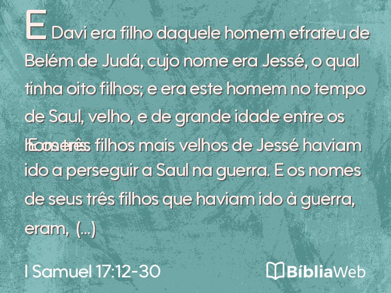 I Samuel 17:12-30 em imagem para compartilhar