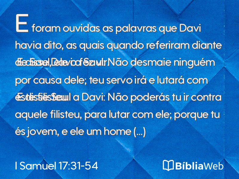 I Samuel 17:31-54 em imagem para compartilhar