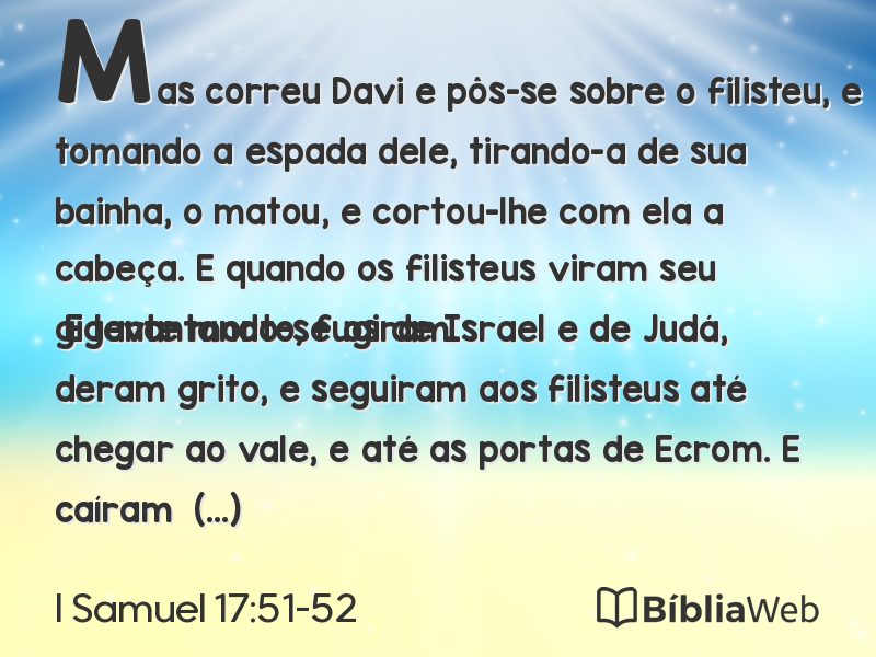 I Samuel 17:51-52 em imagem para compartilhar