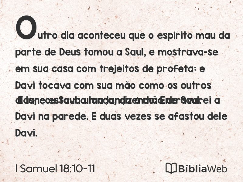 I Samuel 18:10-11 em imagem para compartilhar