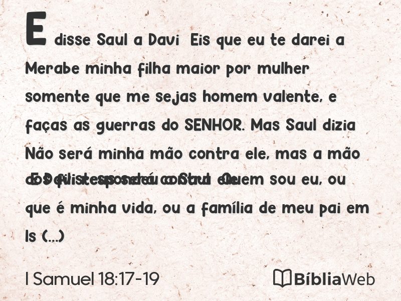 I Samuel 18:17-19 em imagem para compartilhar
