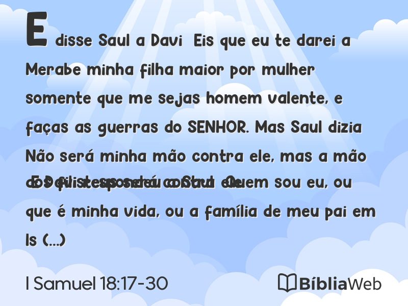I Samuel 18:17-30 em imagem para compartilhar