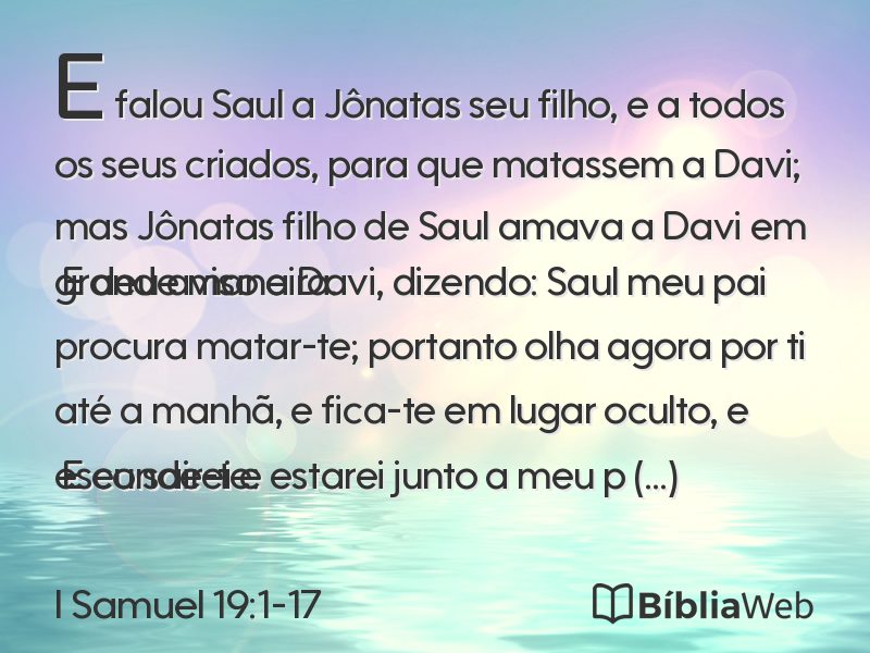 I Samuel 19:1-17 em imagem para compartilhar