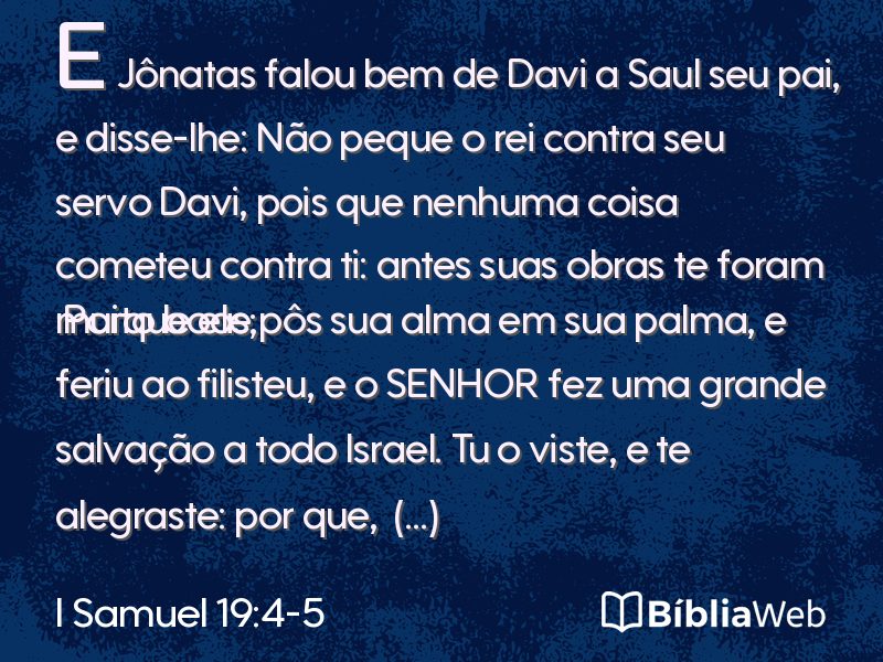 I Samuel 19:4-5 em imagem para compartilhar