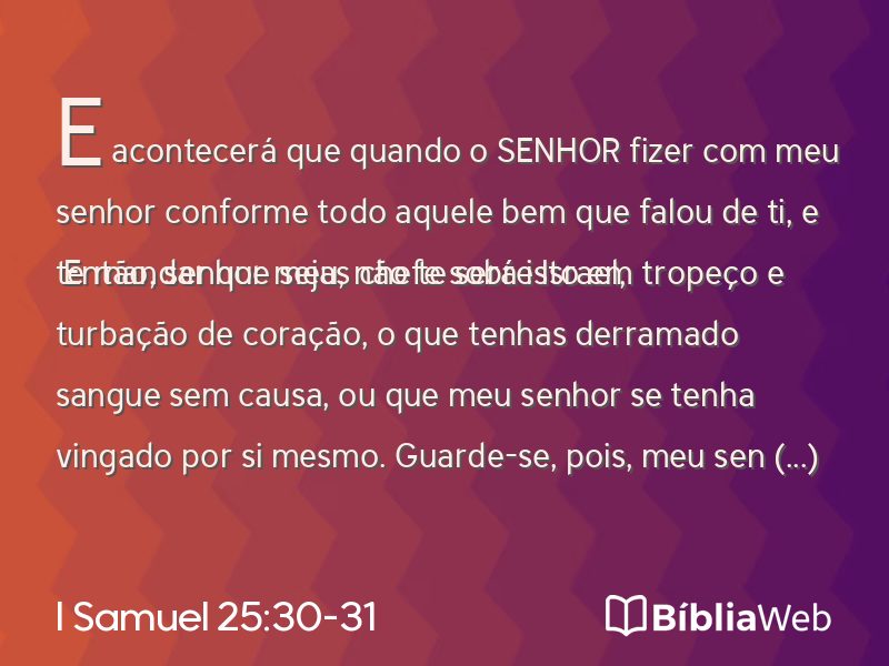 I Samuel 25:30-31 em imagem para compartilhar