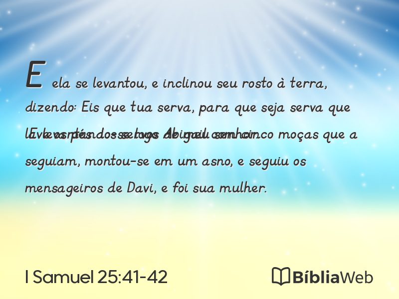 I Samuel 25:41-42 em imagem para compartilhar
