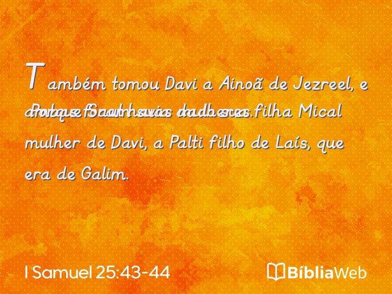 I Samuel 25:43-44 em imagem para compartilhar