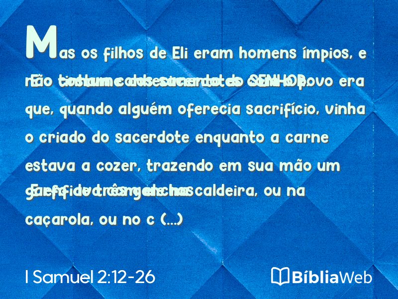 I Samuel 2:12-26 em imagem para compartilhar