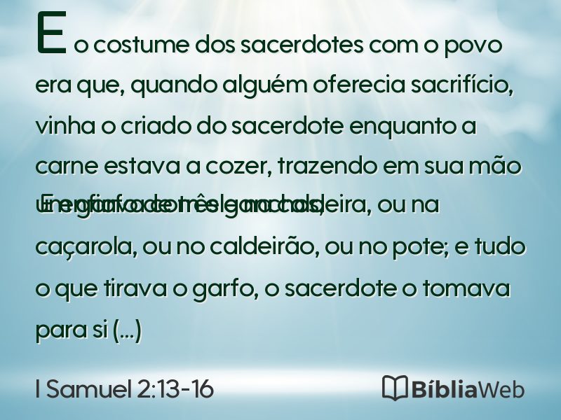 I Samuel 2:13-16 em imagem para compartilhar