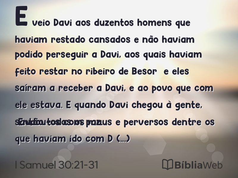 I Samuel 30:21-31 em imagem para compartilhar