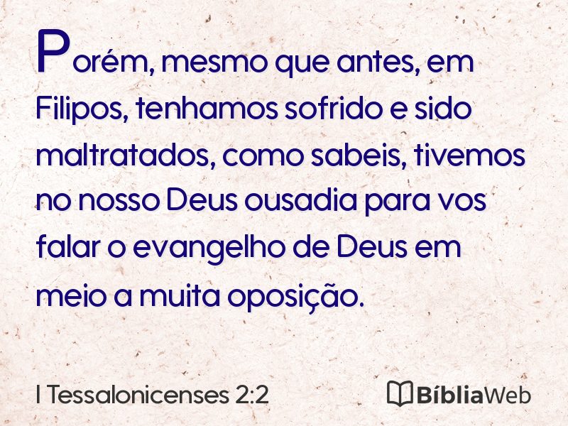 I Tessalonicenses 2:2 em imagem para compartilhar