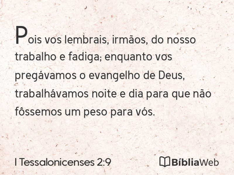 I Tessalonicenses 2:9 em imagem para compartilhar