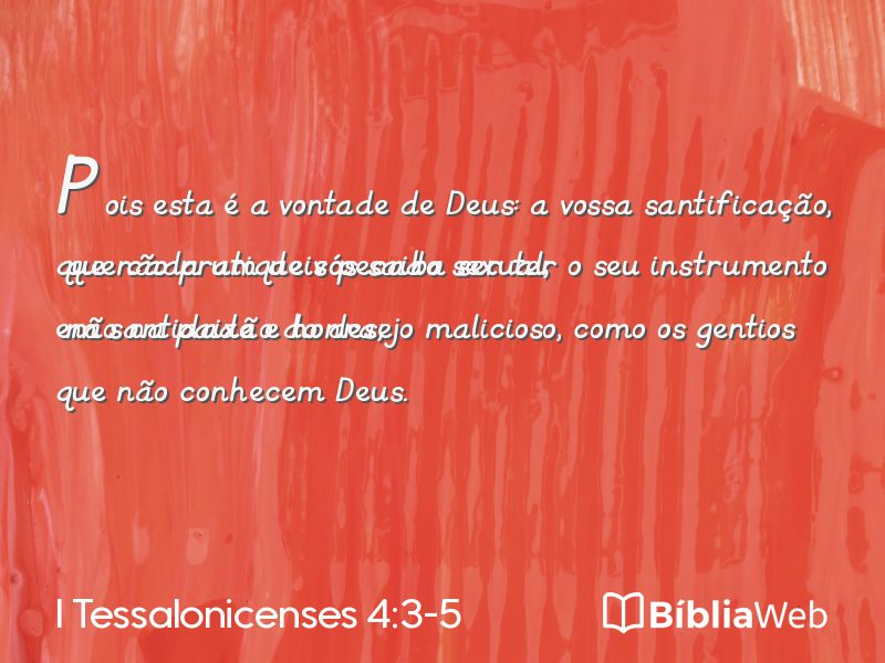 I Tessalonicenses 4:3-5 em imagem para compartilhar