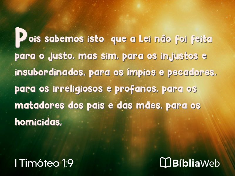 I Timóteo 1:9 em imagem para compartilhar