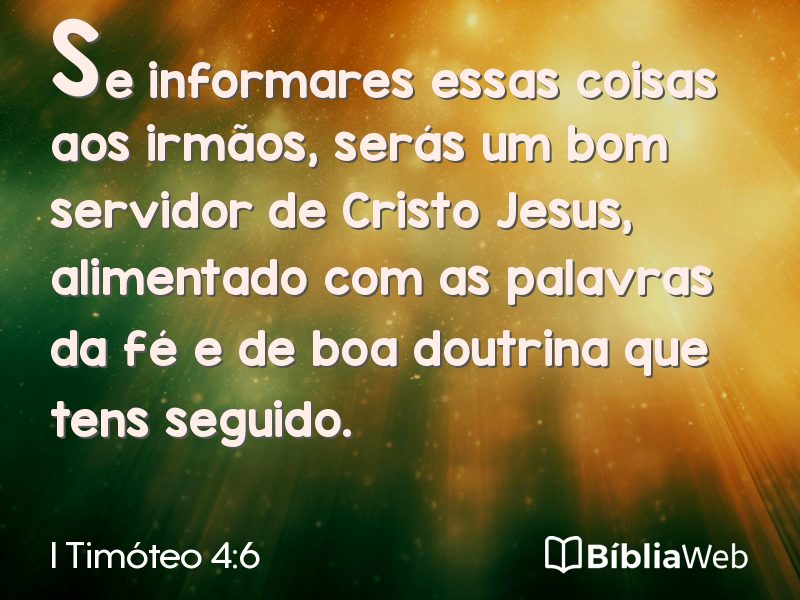 I Timóteo 4:6 em imagem para compartilhar