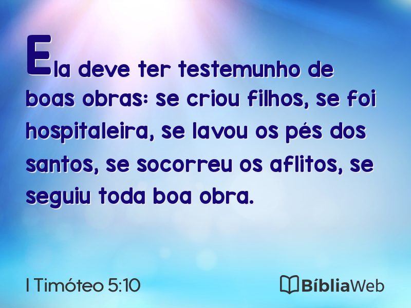 I Timóteo 5:10 em imagem para compartilhar