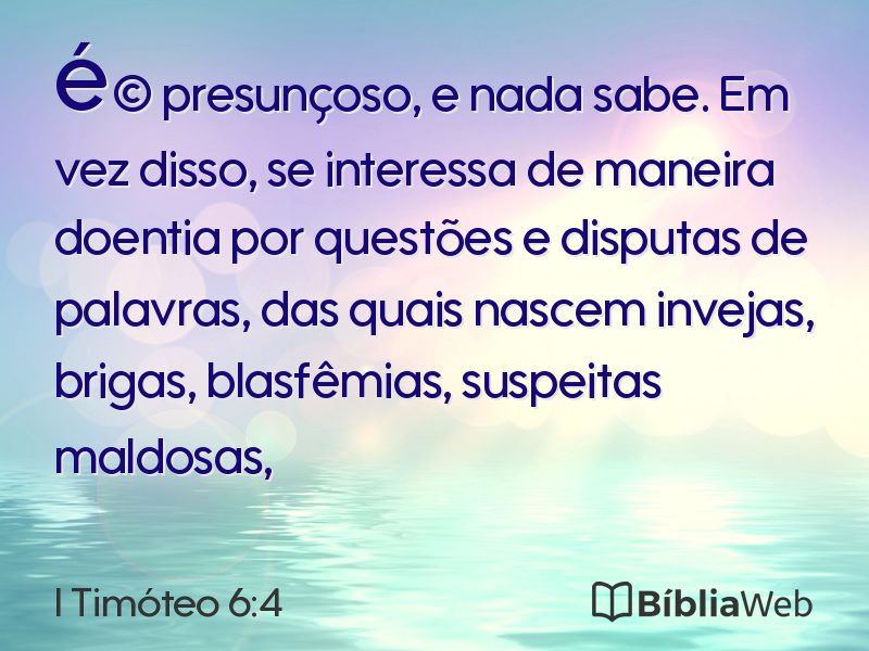 I Timóteo 6:4 em imagem para compartilhar