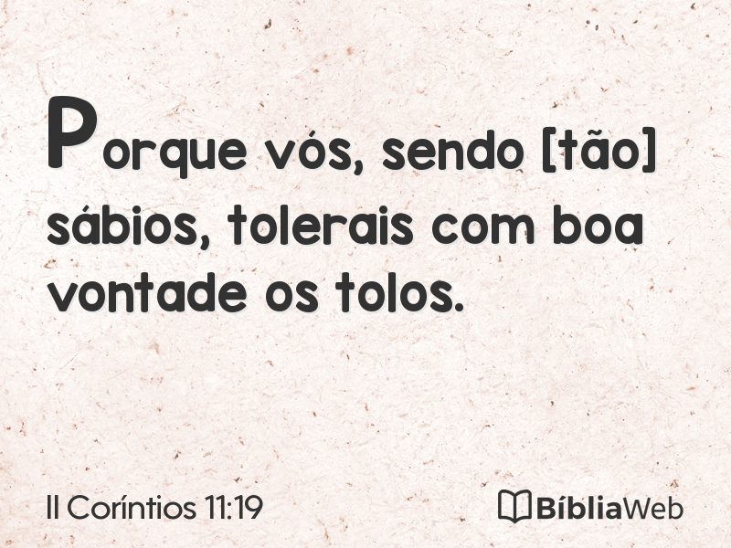 II Coríntios 11:19 em imagem para compartilhar