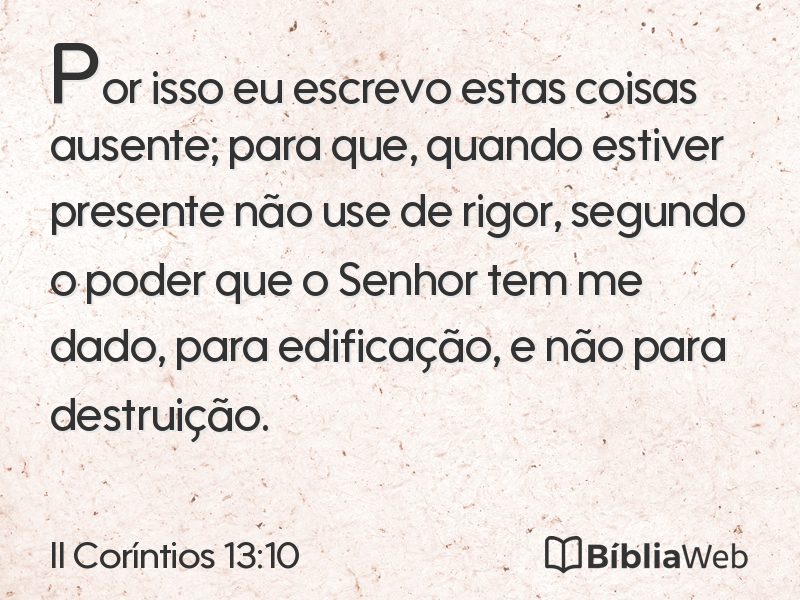 II Coríntios 13:10 em imagem para compartilhar
