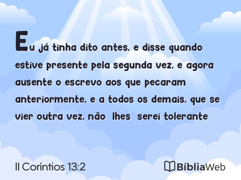II Coríntios 13:2 em imagem para compartilhar
