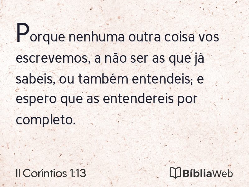 II Coríntios 1:13 em imagem para compartilhar