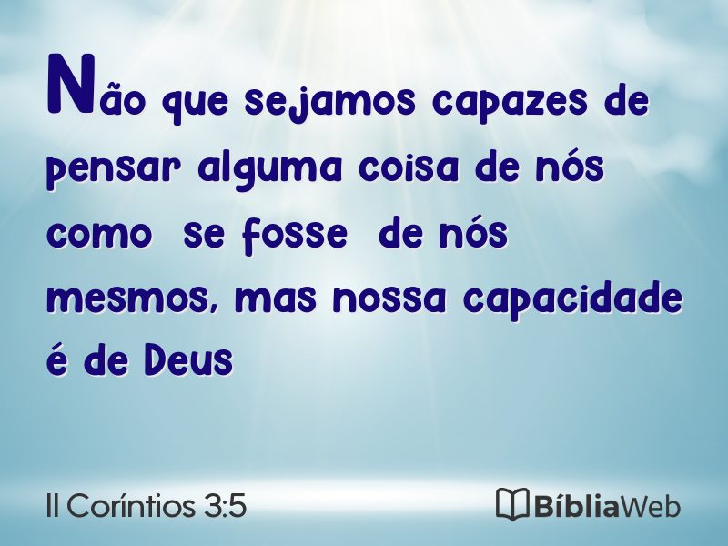 II Coríntios 3:5 em imagem para compartilhar