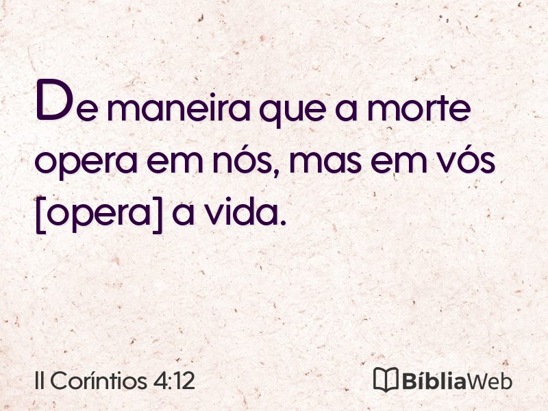 II Coríntios 4:12 em imagem para compartilhar