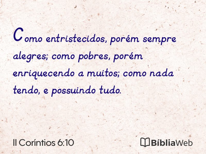 II Coríntios 6:10 em imagem para compartilhar