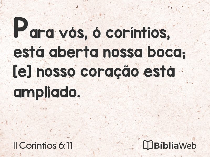 II Coríntios 6:11 em imagem para compartilhar