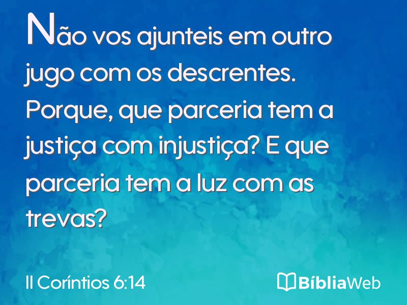 II Coríntios 6:14 em imagem para compartilhar