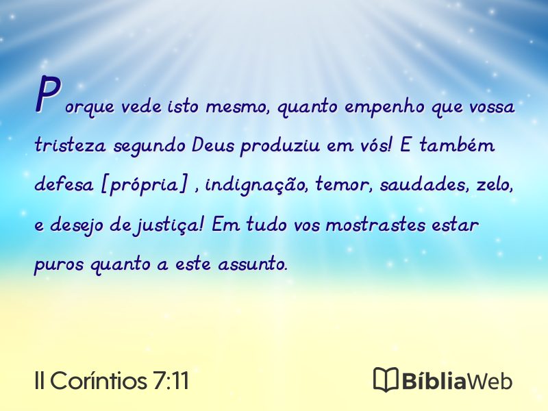 II Coríntios 7:11 em imagem para compartilhar