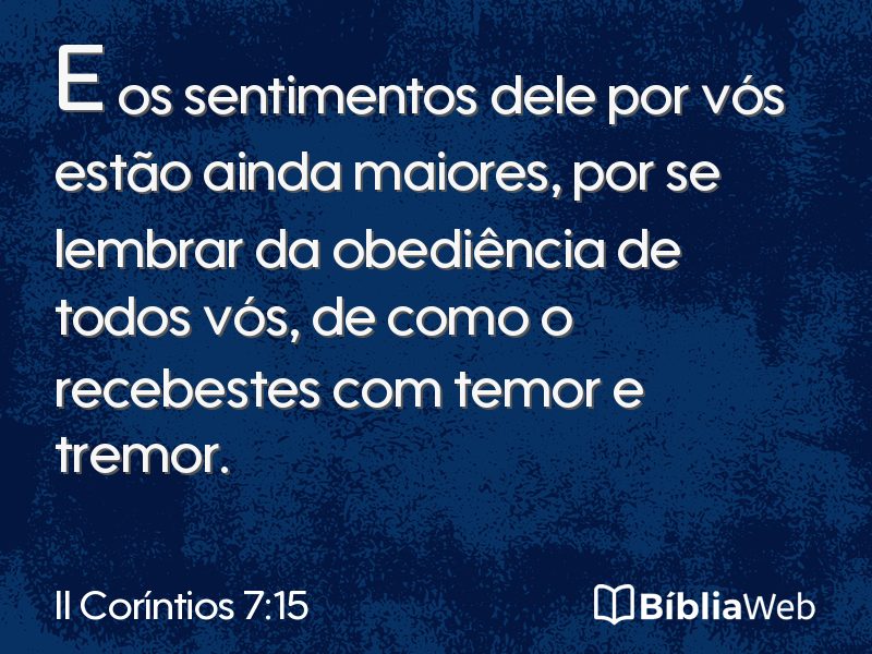 II Coríntios 7:15 em imagem para compartilhar