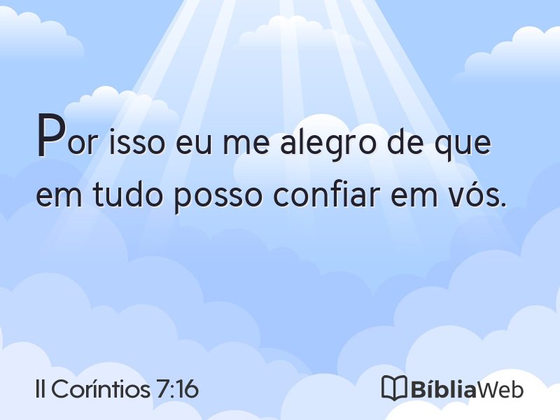 II Coríntios 7:16 em imagem para compartilhar