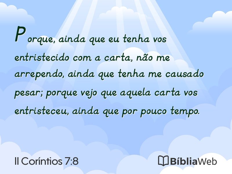 II Coríntios 7:8 em imagem para compartilhar