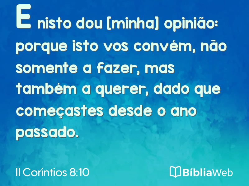 II Coríntios 8:10 em imagem para compartilhar