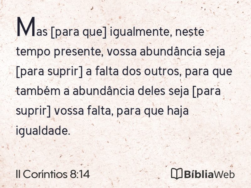 II Coríntios 8:14 em imagem para compartilhar