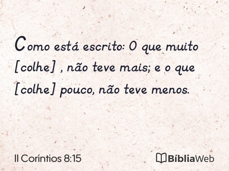 II Coríntios 8:15 em imagem para compartilhar