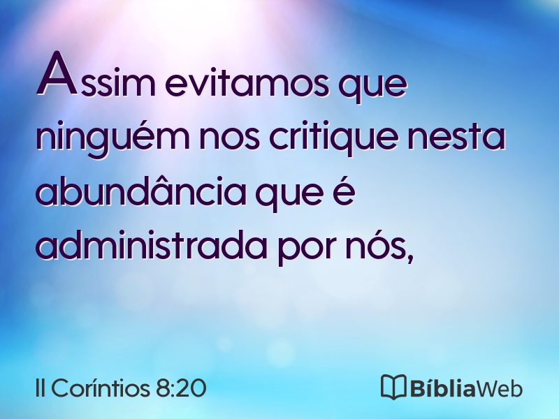 II Coríntios 8:20 em imagem para compartilhar