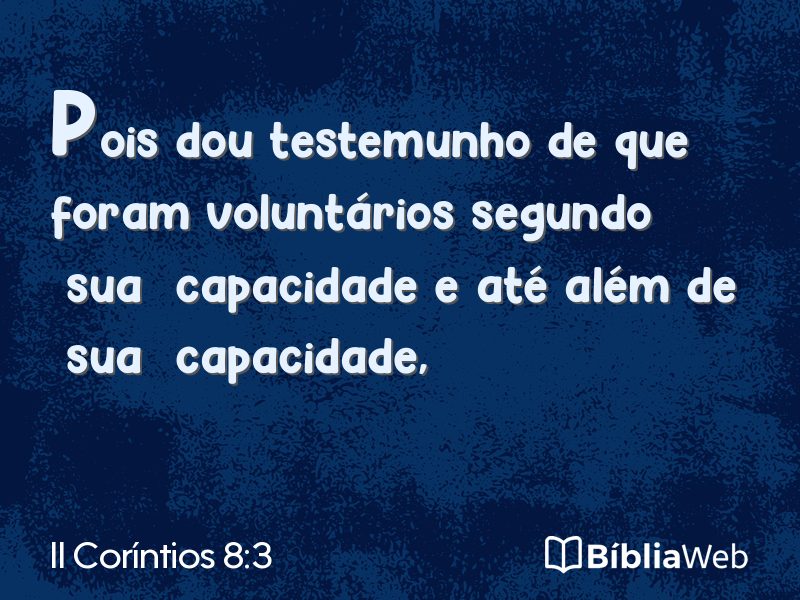 II Coríntios 8:3 em imagem para compartilhar