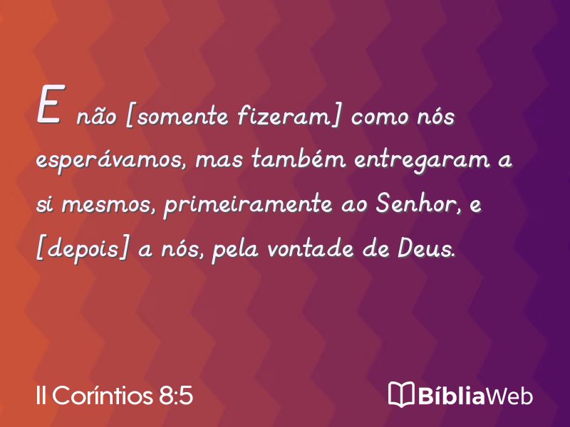 II Coríntios 8:5 em imagem para compartilhar